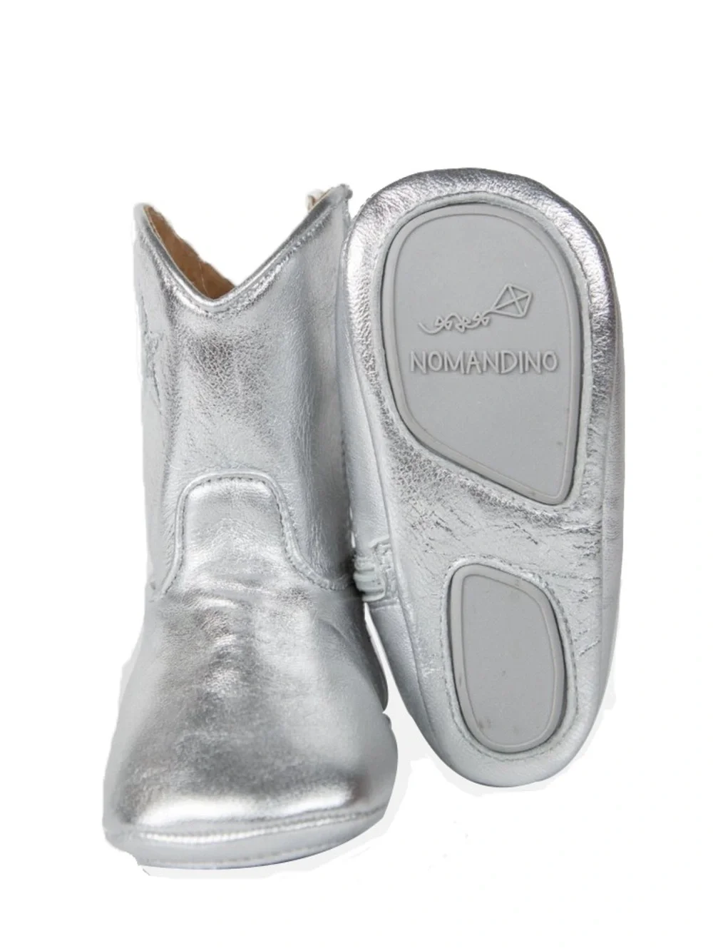 Silver Leather Baby Cowboy Cowgirl Boots Size 3